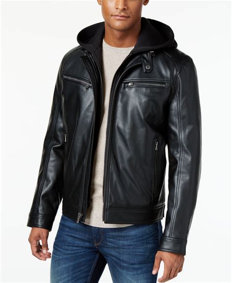 michael kors faux fur black jacket|Michael Kors men's leather jacket.